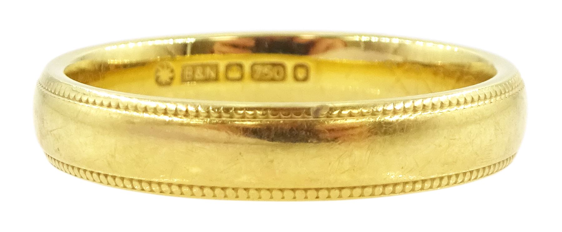 18ct gold wedding band, hallmarked