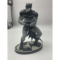 Group of five limited edition DC Direct Black and White Batman hand-painted cold-cast porcelain statues in original boxes, with two similar examples from DC Collectibles 