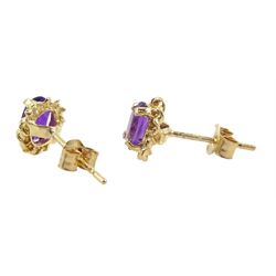 Pair of 9ct gold amethyst stud earrings