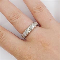 Palladium round brilliant cut diamond full eternity ring, total diamond weight approx 3.00 carat