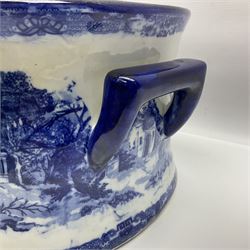 Victorian style, blue and white footbath, H21cm, L48cm