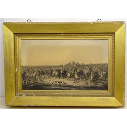  After Anson A. Martin (c1830-c.1870): 'The Bedale Hunt', uncoloured mixed method engraving by W.H. Simmons laid on linen, pub. Graves and Warmsley 1842, 42cm x 72cm  