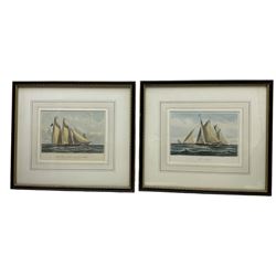 After William Adolphus Knell (British 1801-1875): 'A Schooners Yacht, sailing by the Wind' and 'The Secret', pair of hand coloured lithographs, drawn by W A Knell and W H Knell, published April 14th 1851 by Rudolph Ackermann, London, 14.5cm x 19cm (2)