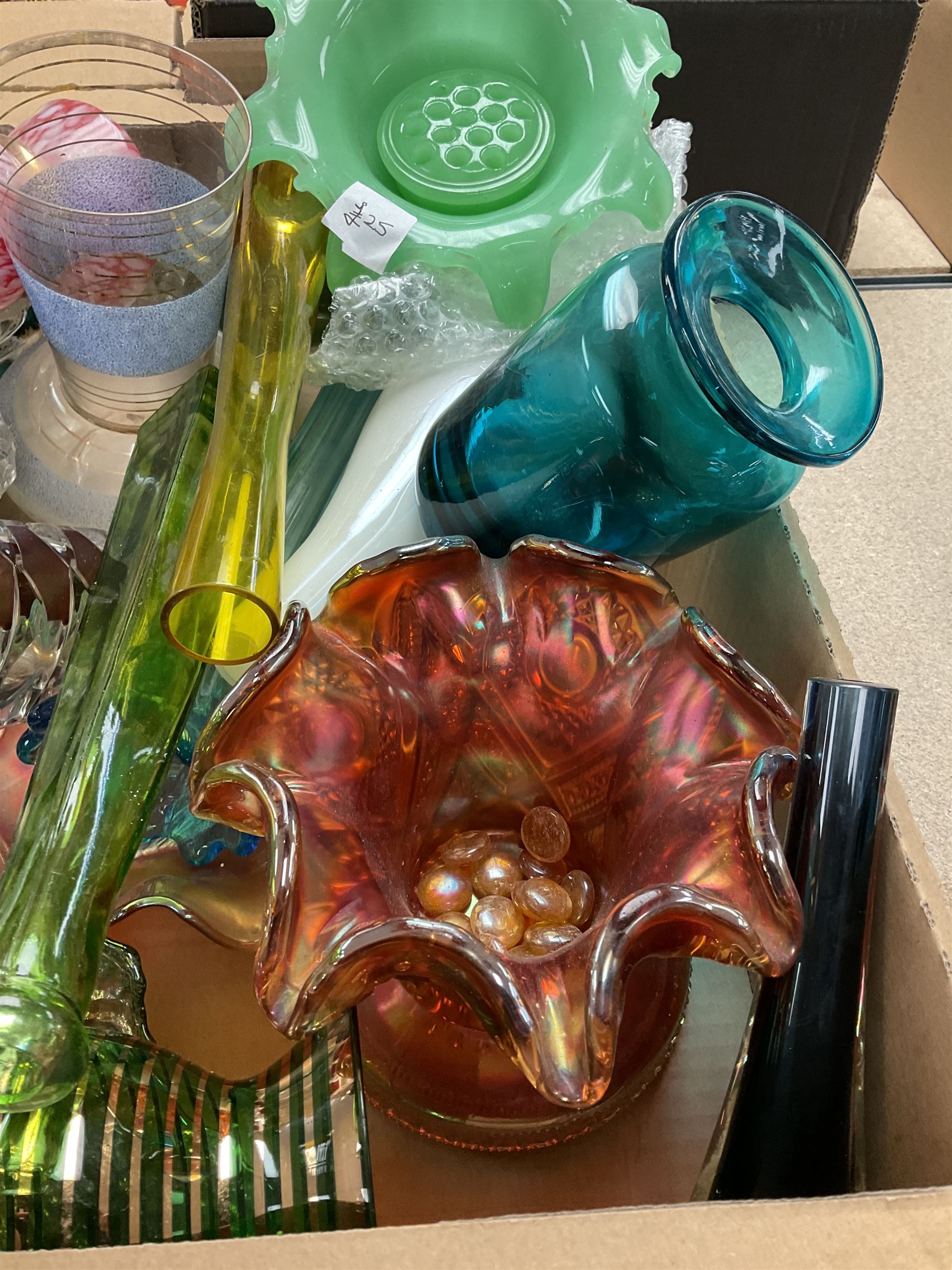 Collection glass including carnival glass, vases, dishes etc 