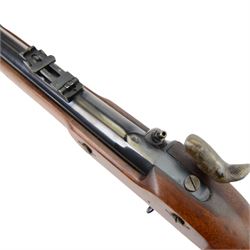 SECTION 1 FIREARMS CERTIFICATE REQUIRED - Parker Hale reproduction 1853 Enfield muzzle loading rifle, the 99cm barrel marked Parker-Hale Ltd, Birmingham England, fitted with ladder sight, secured by three bands, the lock plate marked Enfield 1853, with crowned PH, full stock with ramrod under, overall L140cm, serial no.6567 
