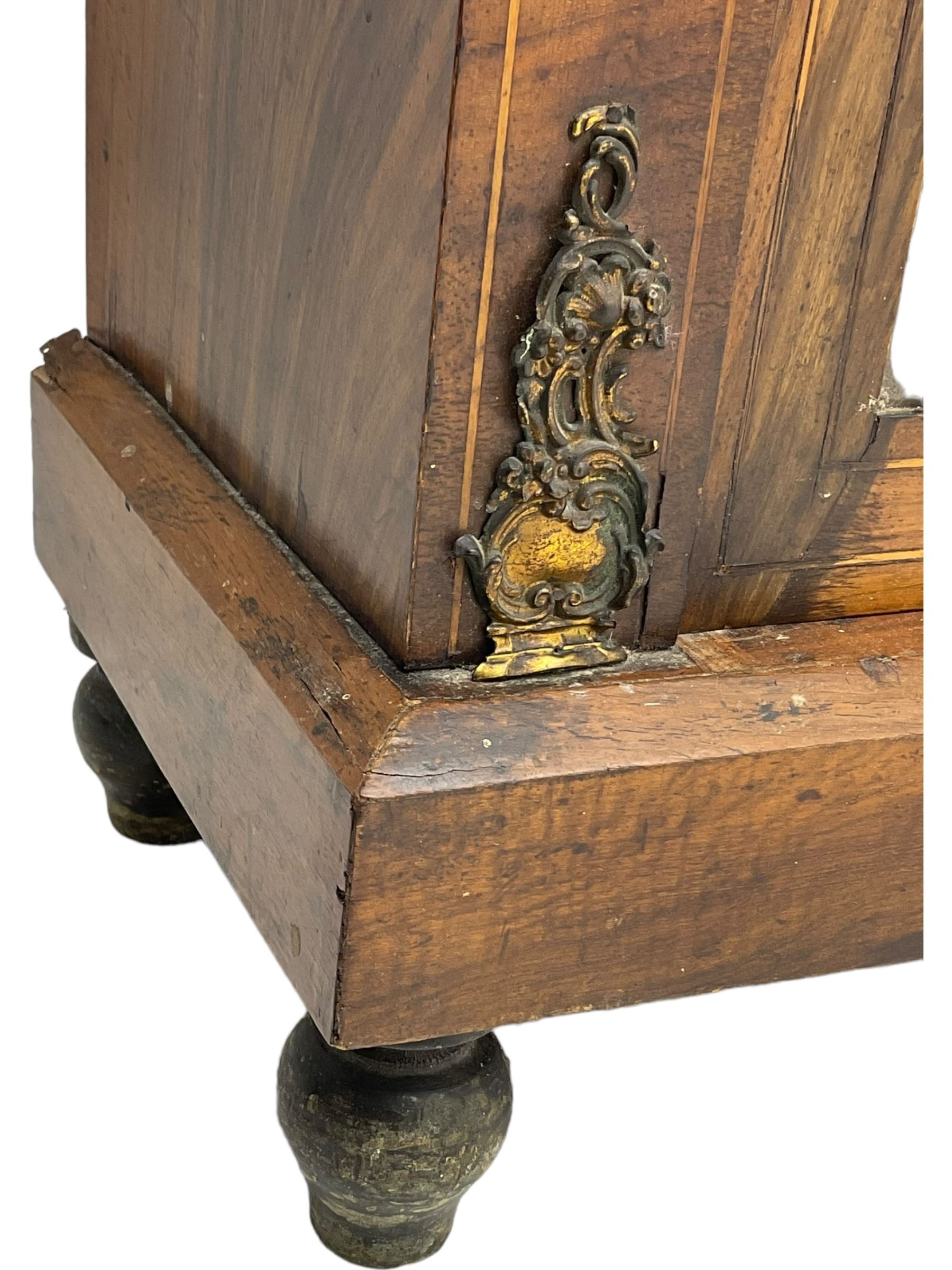 Victorian inlaid walnut pier cabinet, moulded rectangular top over single glazed door, chamfered plinth base, on turned feet 