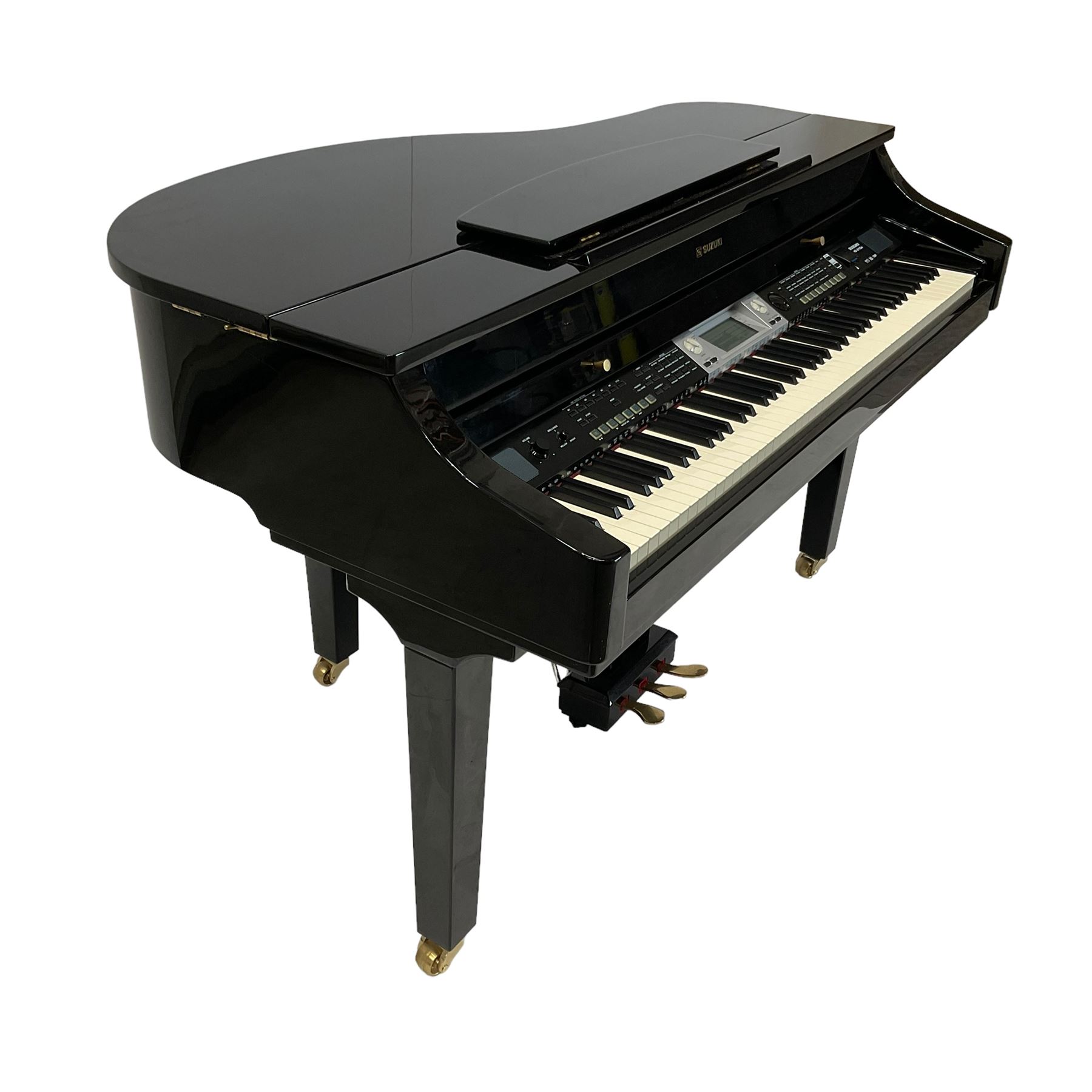 Suzuki HG-510e mini electric grand piano, in black lacquered case