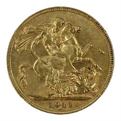 King George V 1911 gold full sovereign coin