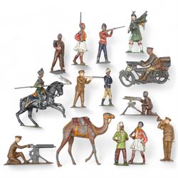 Large collection of Britains and other model soldiers, to include motor cyclists, machine ...