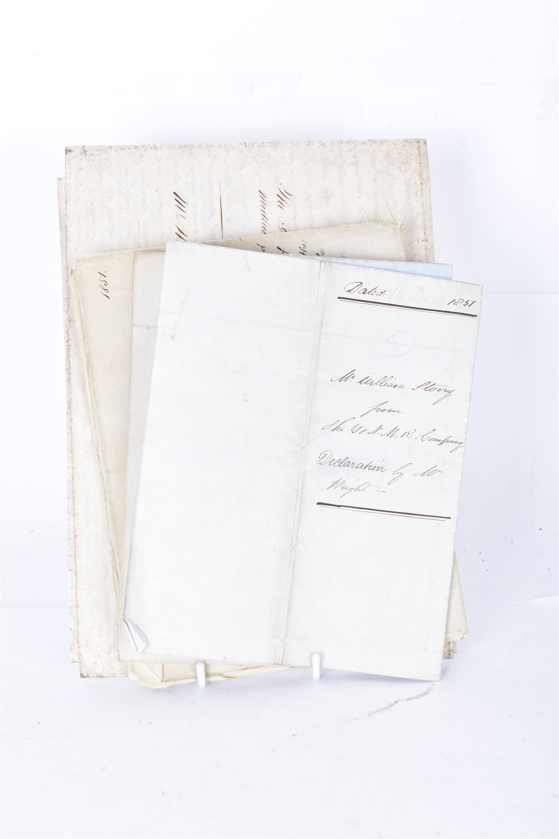 Indenture and correspondence relating to 1851 purchase of land for Scarborough and York railway at Flaxton