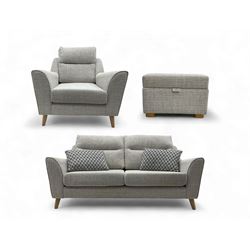 Sofology - contemporary grey upholstered lounge suite, in textured fabric with a subtle wo...