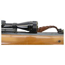 German Air Rifle, the 50cm barrel marked Cal 5.5/22, made in Germany, with Nikko Stirling Silver Crown 3.9x40 scope, overall L114, in a Logun rifle bag 