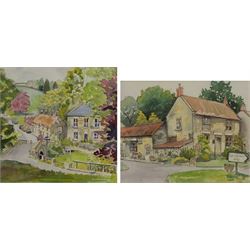 Penny Wicks (British 1949-): 'Lealholm' and 'Tea Rooms Lockton', two watercolours and ink signed, titled verso 22cm x 22cm and 20cm x 25cm (2)