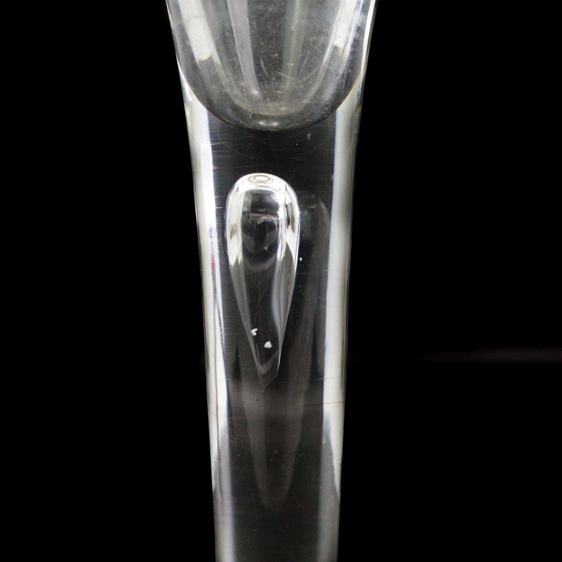 18th century wine glass, circa 1760, tapered trumpet bowl on a plain stem with tear drop, H17cm