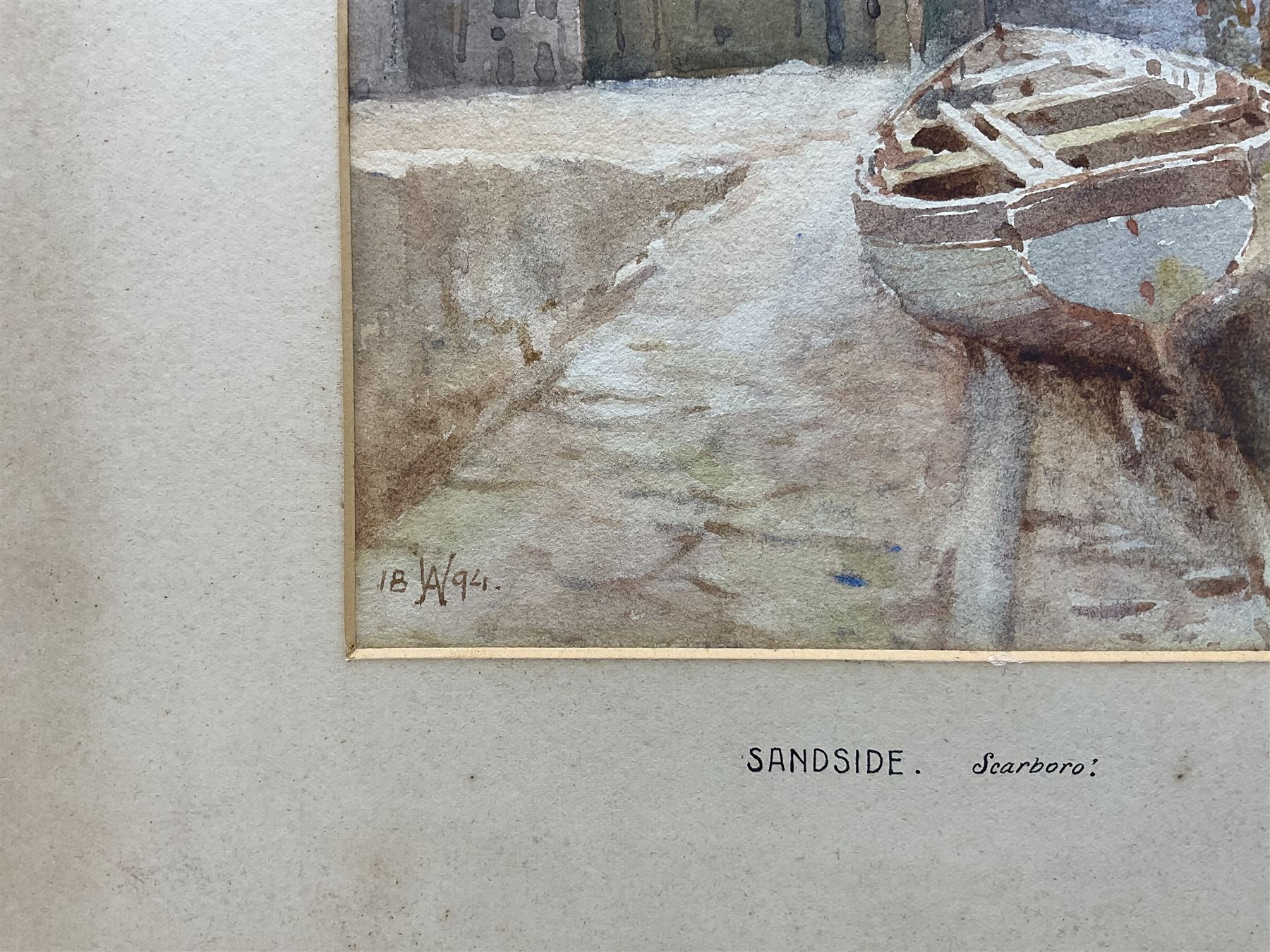 Charles William Adderton (British 1866-1944): 'Sandside Scarborough', watercolour signed with monogram and dated 1894, 25cm x 17.5cm (unframed)
Provenance: direct from the family of the artist Harry Wanless 1872-1934, part of a collection never previously seen on the market
Notes: Adderton was a friend of the brothers Harry and Charles Wanless, all of whom studied under Albert Strange at the Scarborough School of Art School. Adderton had a studio at 55 Sandside, Scarborough between 1894 and 1901, he moved to Ockbrook Derby and later to Robin Hoods Bay where he was a member of the Fylingdales Group of Artists