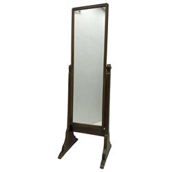 20th century oak framed cheval mirror