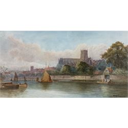 Amelia Coleman (British 19th Century): 'Worcester' from the Severn, watercolour signed, titled on mount 24cm x 45cm 