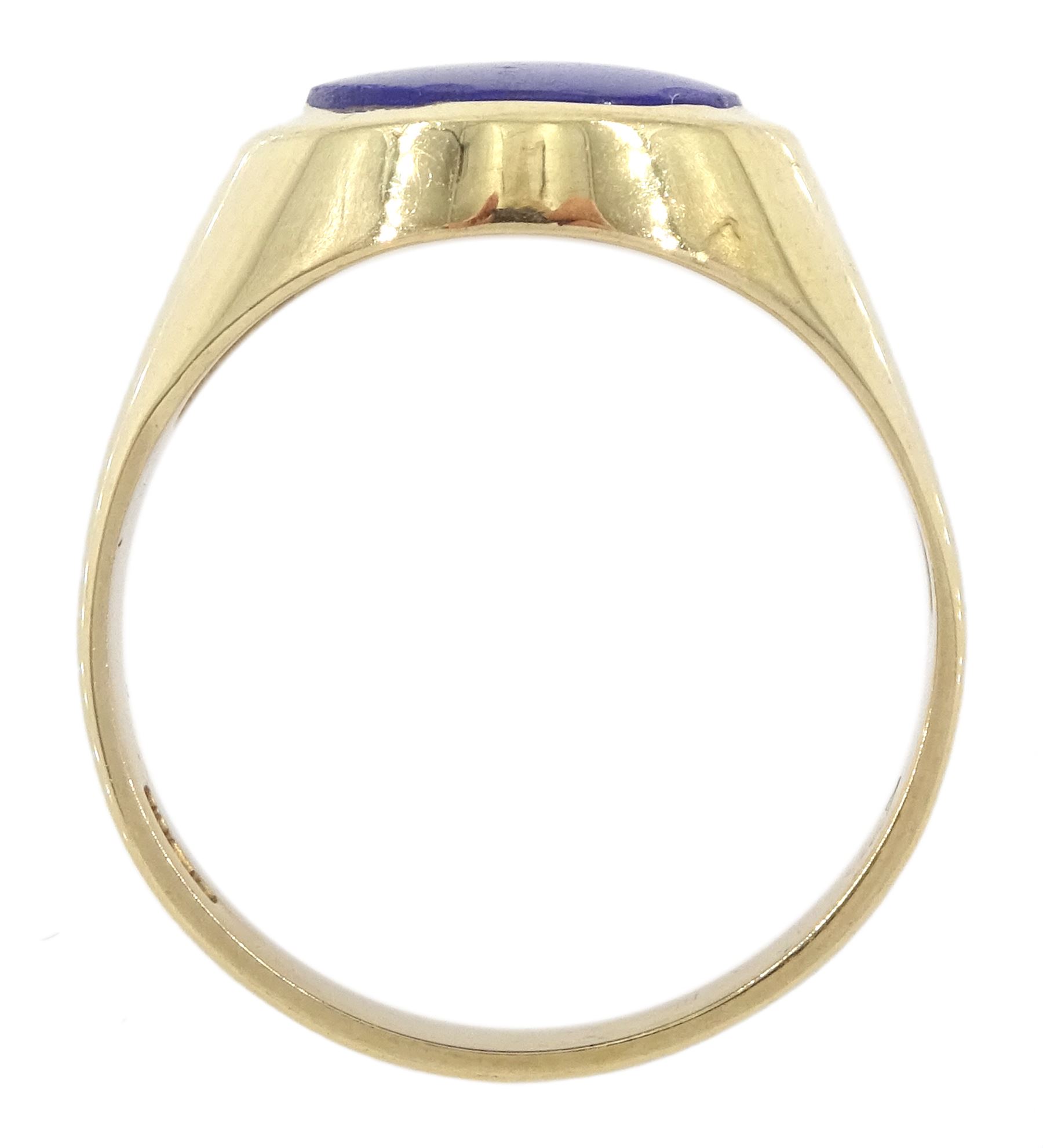 9ct gold lapis lazuli signet ring, London 2000