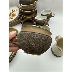 Denby Cotswold pattern, part tea and dinner service, including eight dinner plates, eight tea cups and saucers, serving dishes etc  