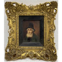 Continental School (19th/Early 20th century): Portrait of a Gentleman with Beard and Hat, oil on board indistinctly signed 12cm x 9cm