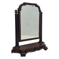 Victorian mahogany dressing table mirror, rectangular mirror plate set within an arched fr...