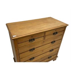 Edwardian satin walnut chest, fitted with two short and three long drawers, on bracket feet