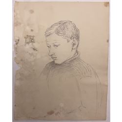 Attrib. Harold Knight (Staithes Group 1874-1961): 'Maggie Ward Verrill' 'Mrs Hannah Ward' et al., six pencil sketches unsigned some titled 26cm x 20cm (6) (unframed) 
Provenance: Hannah Ward was the vendor's great great grandmother and Margaret Verrill, Hannah's daughter. The Ward/Verrill families who lived in Gun Gutter and Church Street Staithes, had connections with Harold Knight. Hannah who owned three or four cobles and several properties in Staithes probably features in several of Knight's paintings.