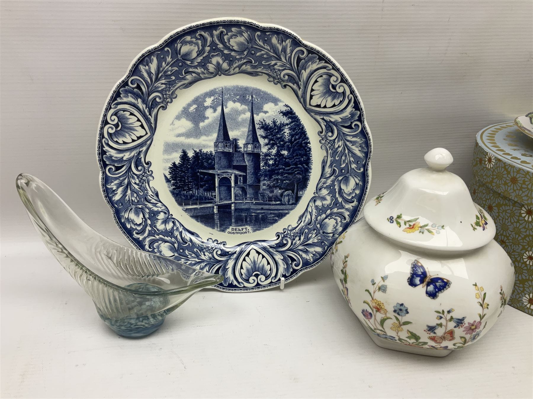 Royal Doulton Bunnykins nursery bowl, Fieldings elephant figure, Wedgwood Butterfly Bloom tea cup and saucer, boxed together with a Royal Doulton floral display, similar Royal Adderley example and other ceramics 