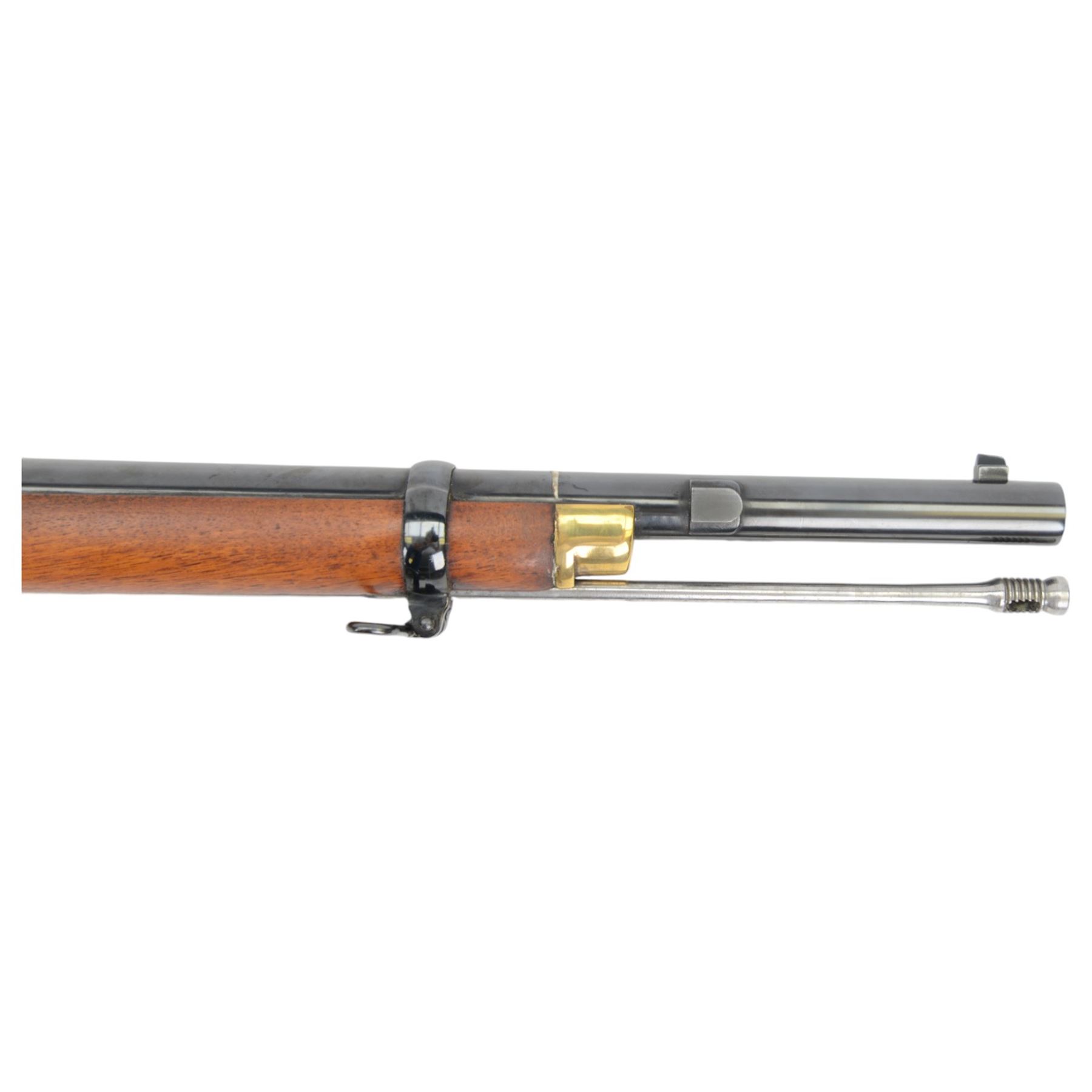 SECTION 1 FIREARMS CERTIFICATE REQUIRED -Parker Hale reproduction 1861 Enfield Musketoon,  the 60cm barrel marked Parker-Hale Ltd, Birmingham England, secured by two bands, the lock plate marked Enfield 1861, with crowned PH, full stock with ramrod under, overall L102cm, serial no. 2410 