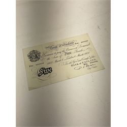 Bank of England Beale white five pound note, London 6th March 1950 'P91'