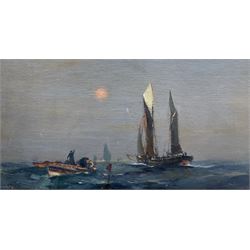 Frank Henry Mason (Staithes Group 1875-1965): 'The Fishing Moon', oil on board signed, tit...