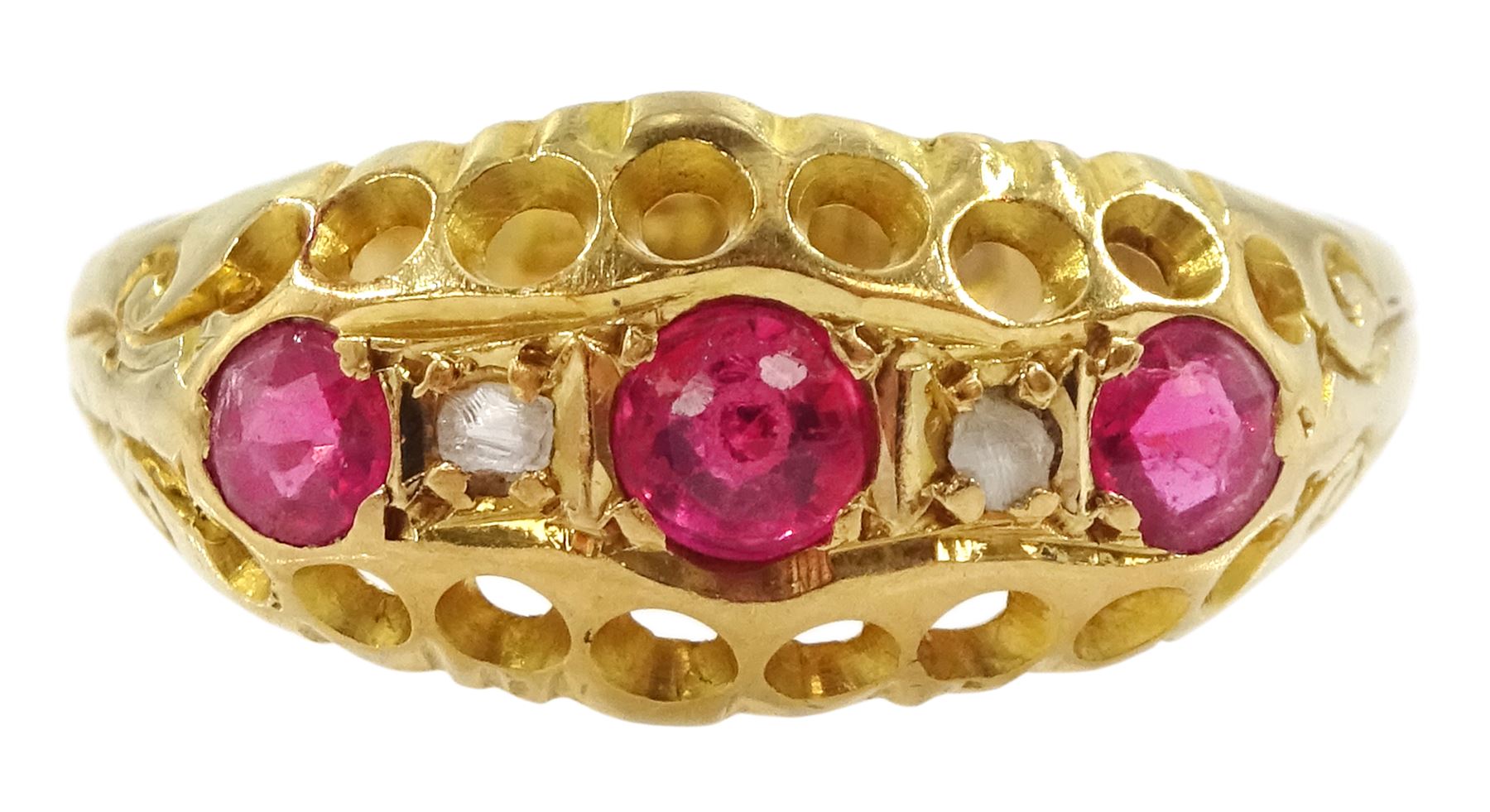 Early 20th century 18ct gold five paste and diamond ring, Birmingham 1915