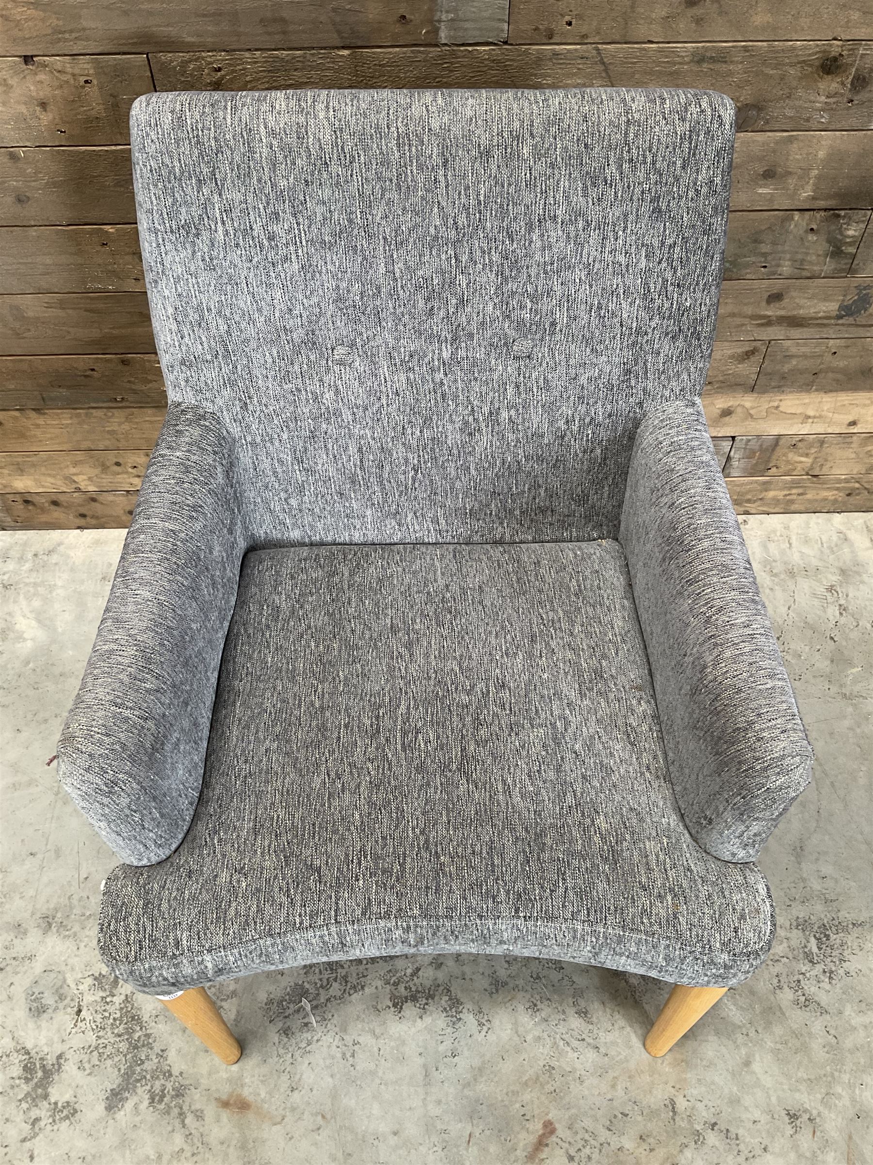 17 x armchair upholstered in textured grey fabric, beech legs