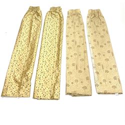 Pair lined beige ground curtains (W120cm, Drop-140cm) and another pair (W120cm, Drop-155cm)