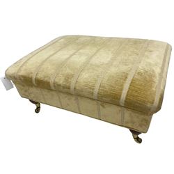 Duresta England - footstool upholstered in pale gold fabric