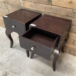 Pair of rosewood finish bedside chests