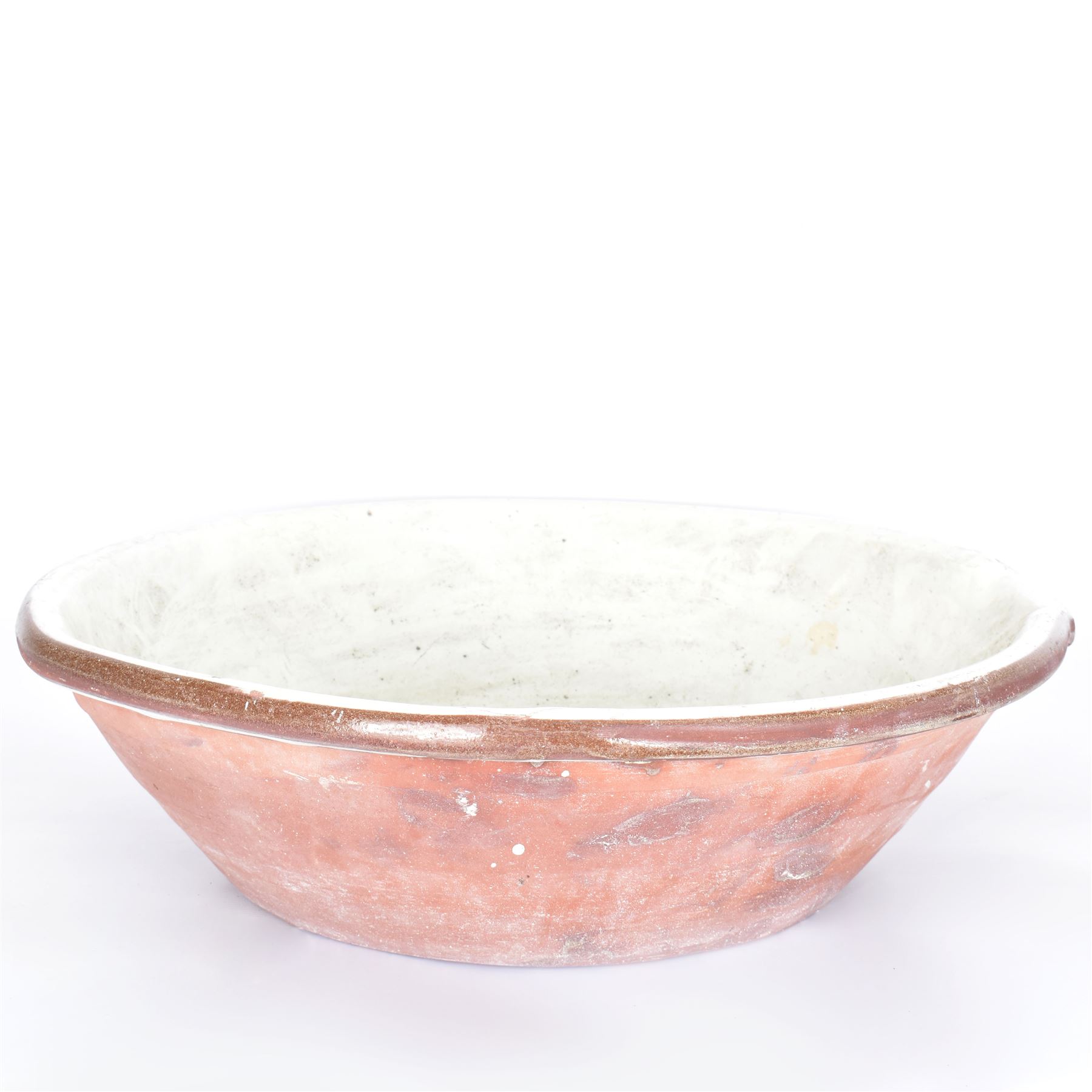 Late19th/ early 20th Century glazed earthenware dairy bowl, H14cm D50cm