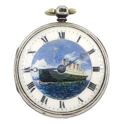 Victorian silver open face fusee lever pocket watch by J. Kelway, London, later enamel dia...