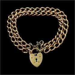 Edwardian 9ct gold double curb link bracelet, Chester 1901, each link stamped 9.375, with ...