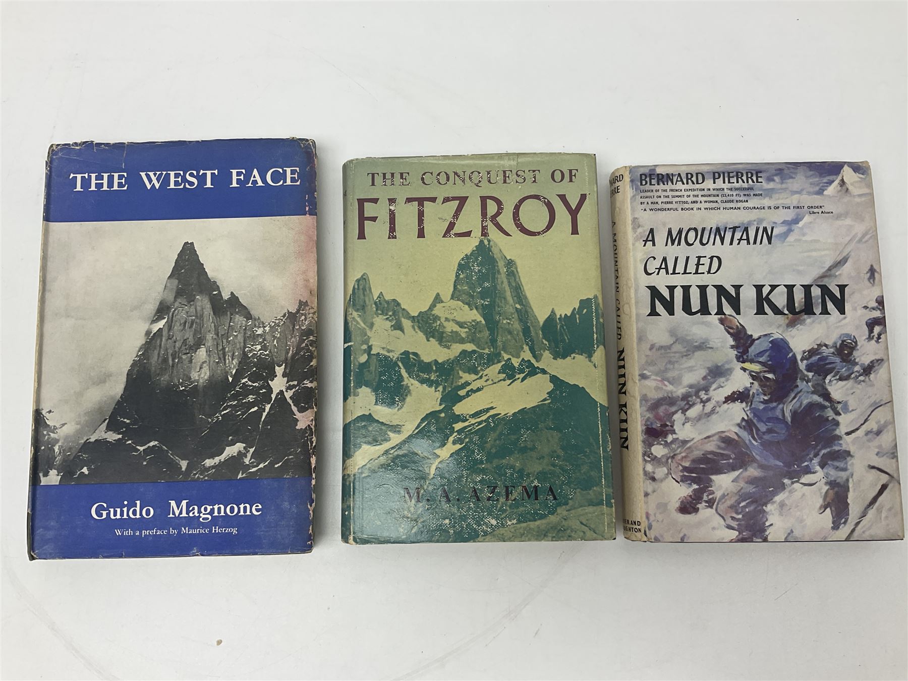 Mountaineering - twenty-six books including The West Face by Guido Magnone; The Conquest of Fitzroy by M.A. Azema; British Crags and Climbers by Pyatt & Noyce; A Mountain Called Nun Kun by Bernard Pierre; Mountain Climbing by Francis A. Collins; works by Frank S. Smythe, Edward Whymper, Arnold Lunn etc (26)