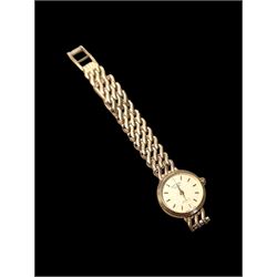 Rotary ladies 9ct gold quartz wristwatch, on integral 9ct gold bracelet