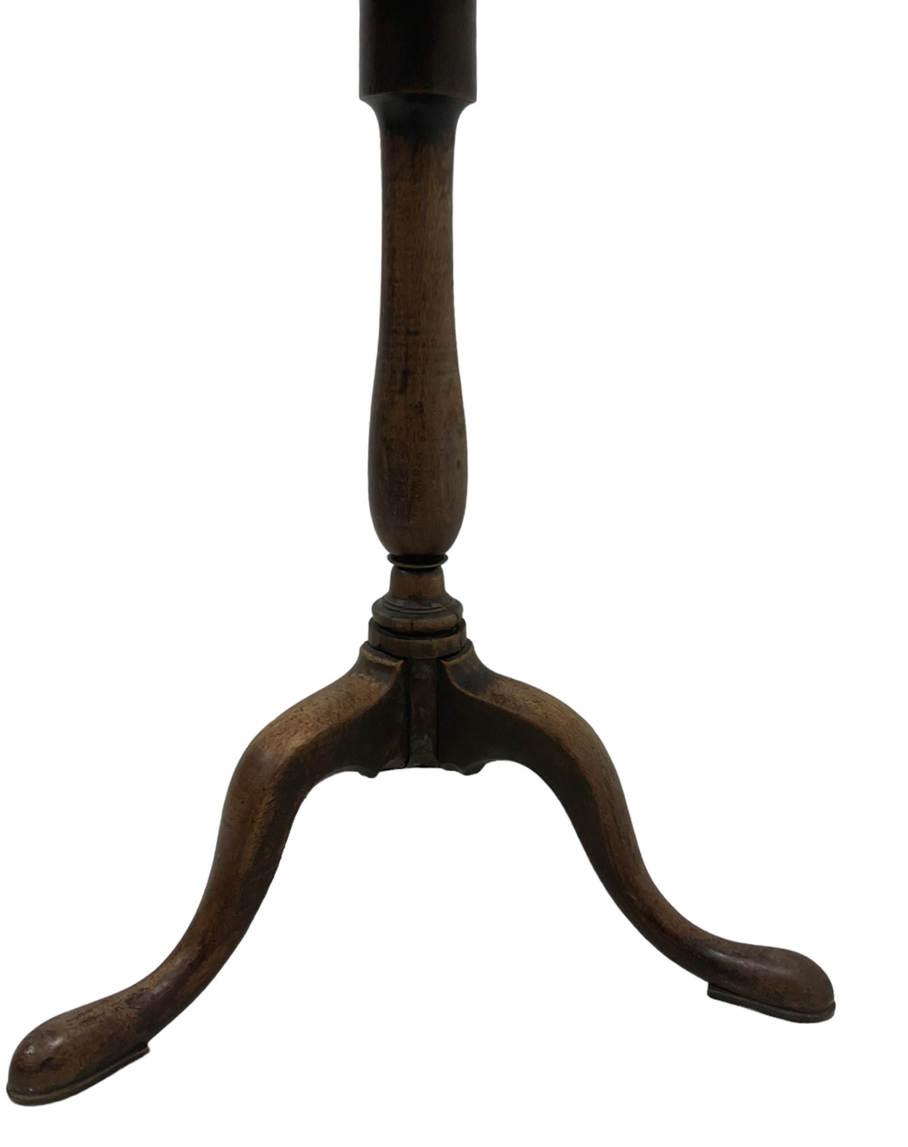 George III mahogany wine table, circular dished top over vasiform pedestal, on tripod base with splayed feet