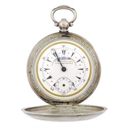 19th century Turkish market silver key wound full hunter, lever pocket watch by Billodes, ...