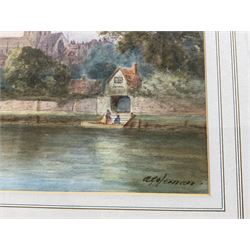 Amelia Coleman (British 19th Century): 'Worcester' from the Severn, watercolour signed, titled on mount 24cm x 45cm 