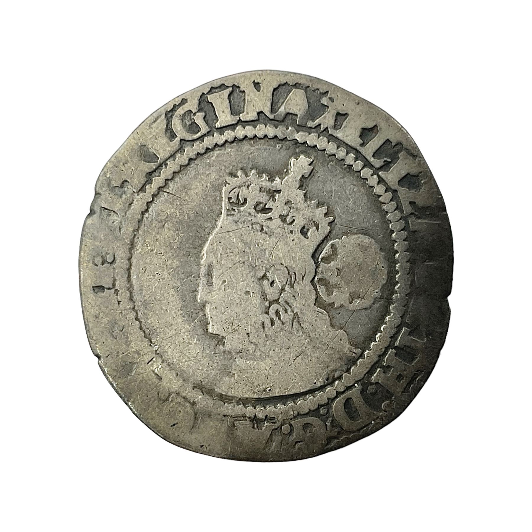 Elizabeth I 1572 hammered silver sixpence coin, small bust with rose