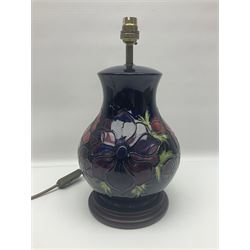 Moorcroft Anemone pattern table lamp , H35cm