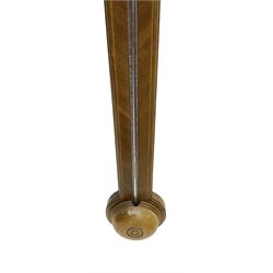 Commiti - 20th century Mercury stick barometer in the 18th century style, with a broken pediment and brass finial, silvered register with a spirit thermometer and vernier gauge within a glazed door, visible cistern tube and circular cover to the base.