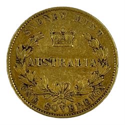 Queen Victoria Australia 1864 gold full sovereign coin, Sydney mint