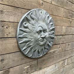 Cast stone garden circular Sun & Moon plaque - THIS LOT IS TO BE COLLECTED BY APPOINTMENT FROM DUGGLEBY STORAGE, GREAT HILL, EASTFIELD, SCARBOROUGH, YO11 3TX