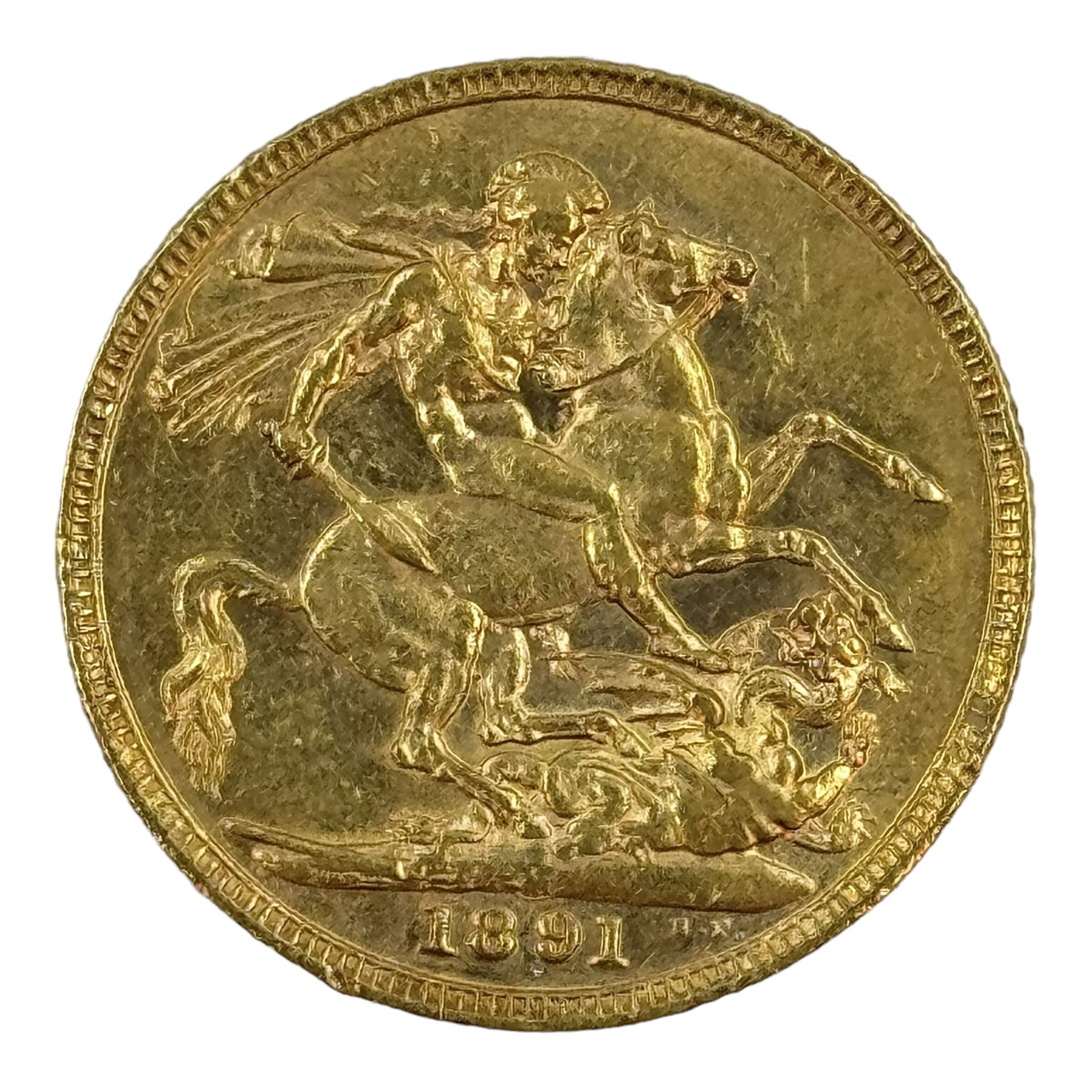 Queen Victoria 1891 gold full sovereign coin, Melbourne mint